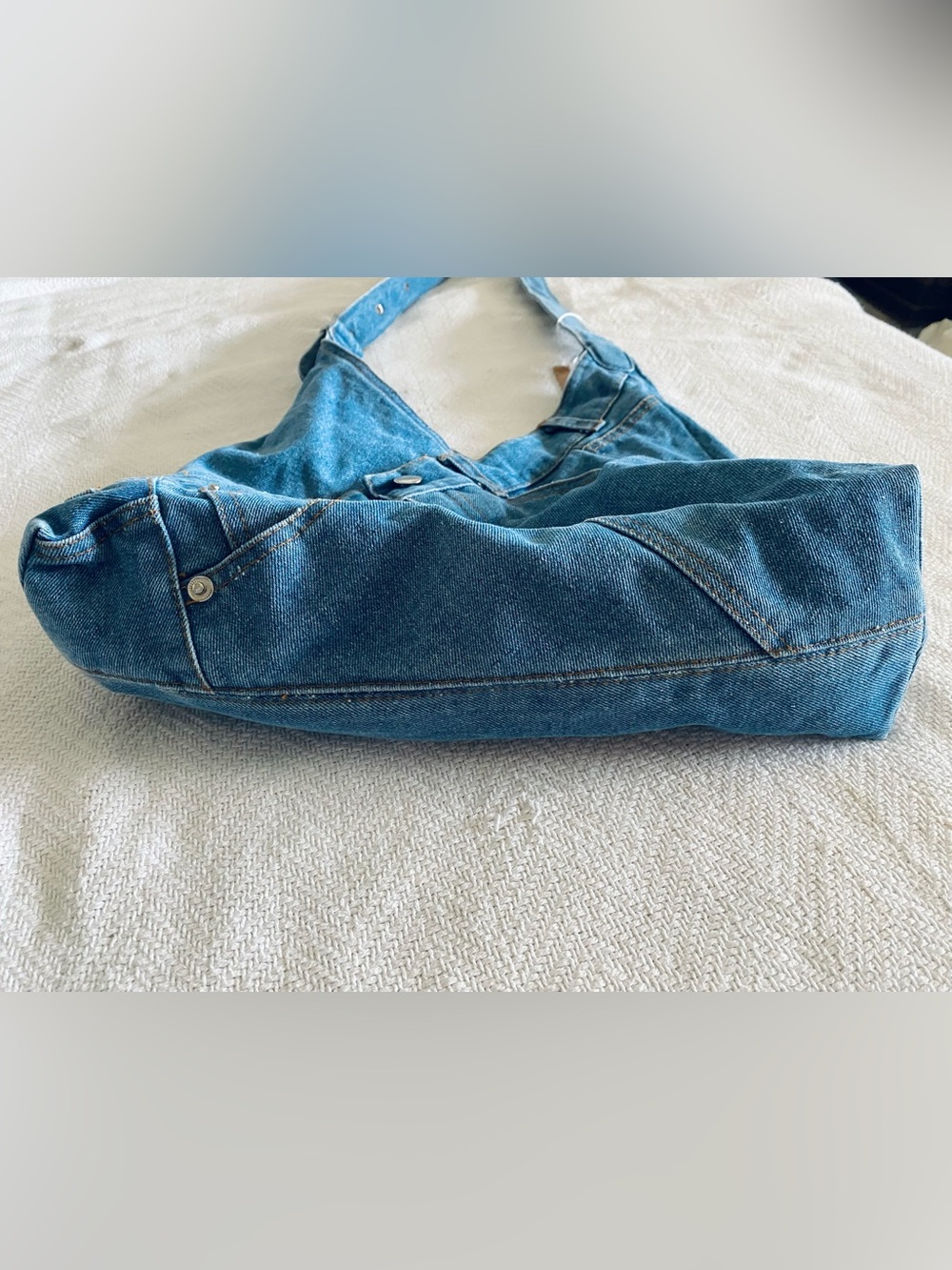 Denim Shoulder Hobo Bag in Blue - Picture 13 of 14